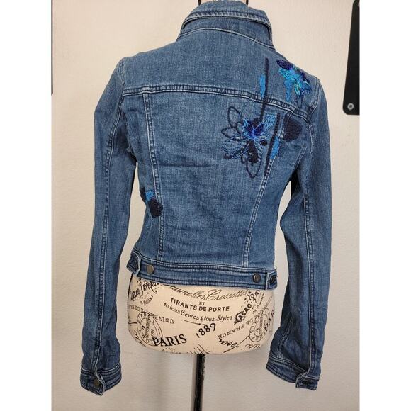 Anthropologie Pilcro Denim Trucker Jacket Size Small Embroidered Bling Boho 90s - Picture 7 of 12